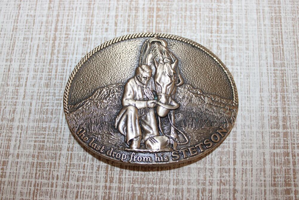 The Last Drop From his Stetson Solid Brass Belt Buckle